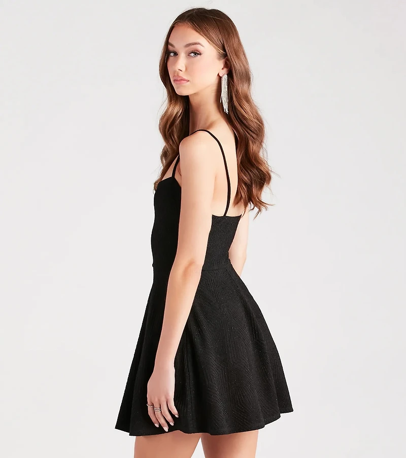 Strike The Crowd Glitter Skater Dress