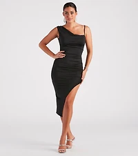 First Class Cowl Neck Midi Dress