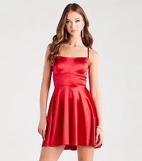 A Moment Satin Skater Dress