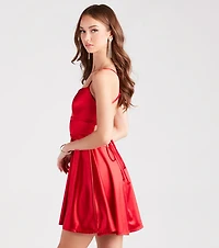 A Moment Satin Skater Dress