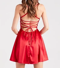 A Moment Satin Skater Dress