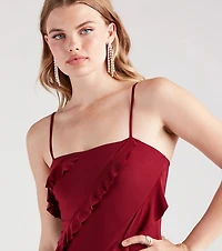 Sipping On Style Ruffle Trim Mini Dress
