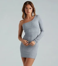 Moonlight Glitter One-Shoulder Dress