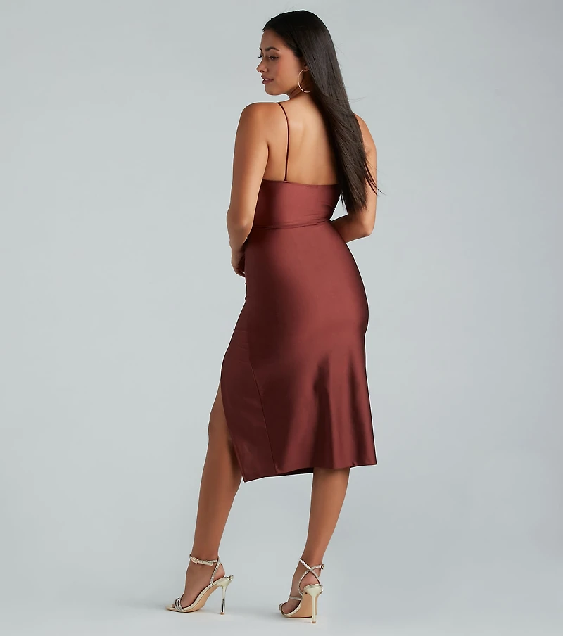 Sleek And Smooth High Slit Midi Dress