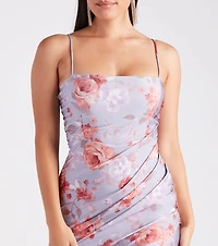 Made You Wink Floral Satin Midi Dress