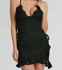 Notice Me Lace Ruffle Mini Dress