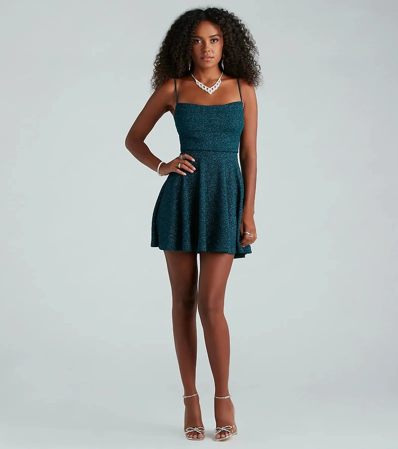 Glam Muse Glitter Knit Skater Dress