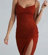 Glitter Queen Ruched Midi Dress