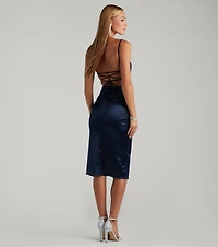 Luxurious Night Satin Midi Dress
