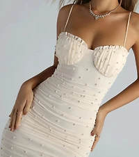 Statement Pearls Sweetheart Mini Dress
