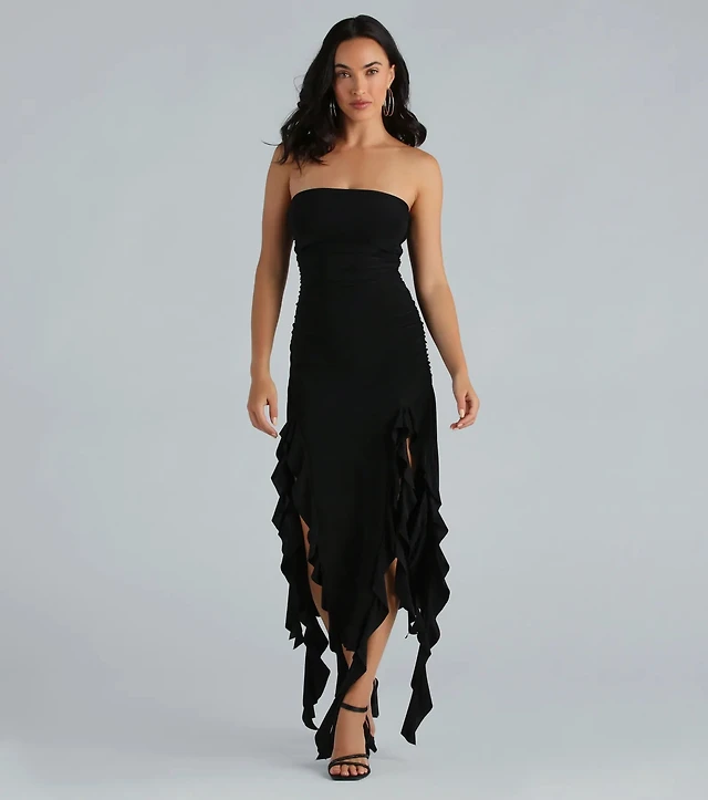 womens evening midi dresses Plunge Neck Cocktail Dress | Sexy Midi Dress