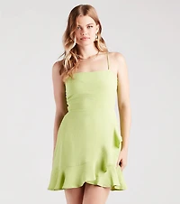 Divine Darling Square Neck Ruffle Mini Dress