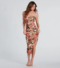 Best For Last Floral Metallic Midi Dress
