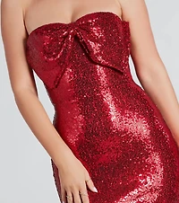 Unreal Shine Perfection Sequin Bow Mini Dress