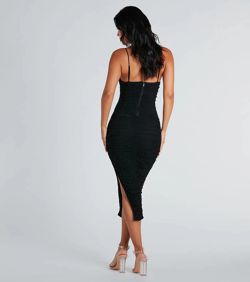 Not Your Average Pearl Mesh Midi Dress