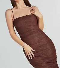 Gorgeous Look Glitter Mesh Midi Dress