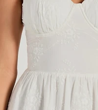 Playful Summer Sweetheart Ruffled Eyelet Midi Dress