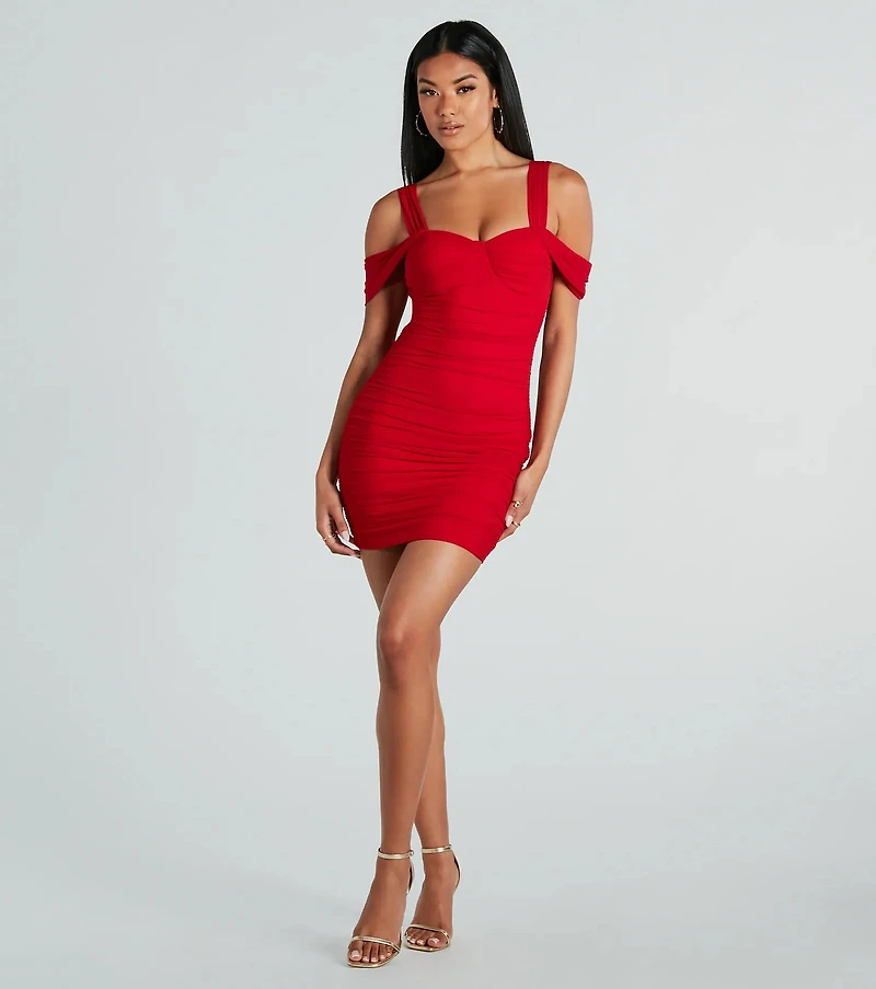 Winning Style Mesh Ruched Mini Dress