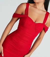 Winning Style Mesh Ruched Mini Dress