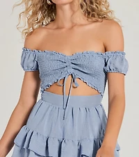 Girlycore Off-The-Shoulder Ruffled Skater Dress