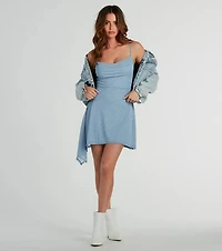 Midnight Mesh Glitter A-Line Party Dress