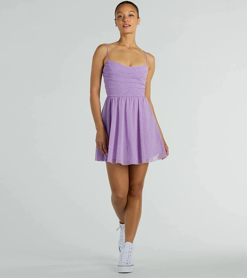 Ready To Shine Glitter Short Skater Dress