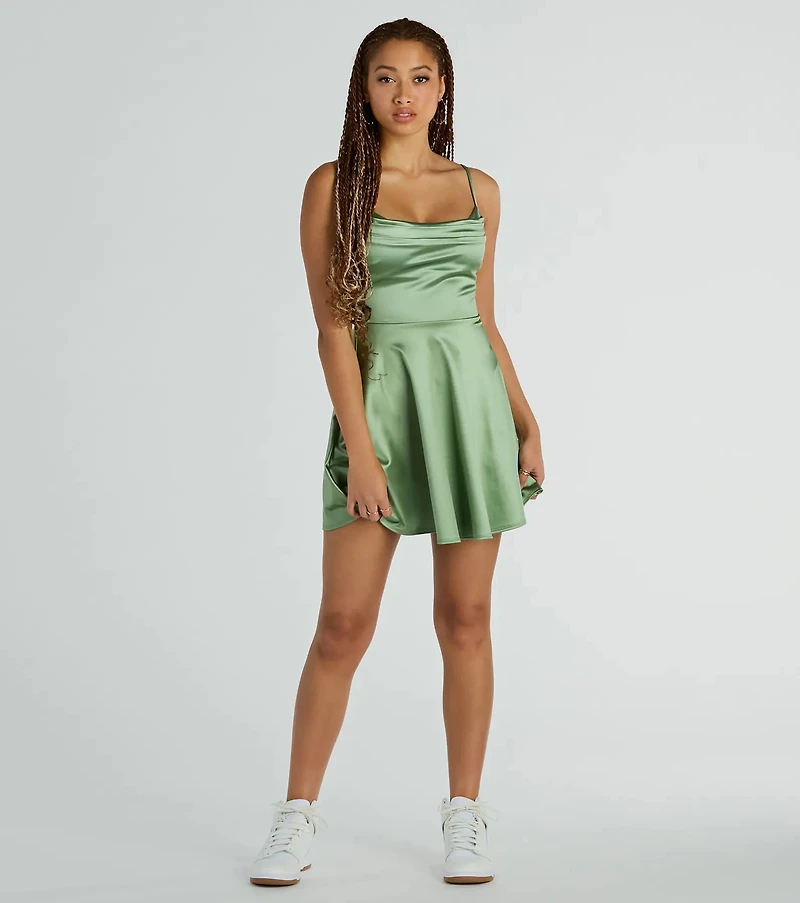 Silky Chic Satin Skater Dress