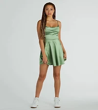Silky Chic Satin Skater Dress