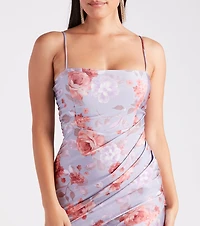 Made You Wink Floral Satin Midi Dress