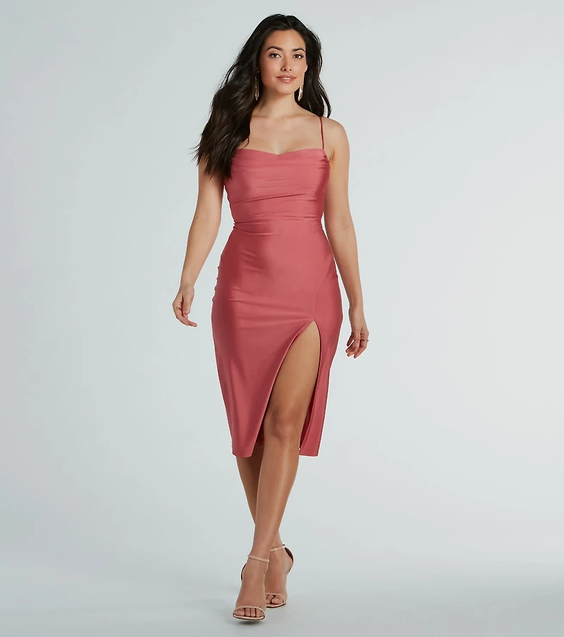 Sleek And Smooth High Slit Midi Dress