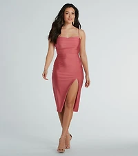 Sleek And Smooth High Slit Midi Dress