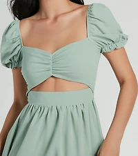 Adorable Factor Chiffon Sweetheart Midi Dress