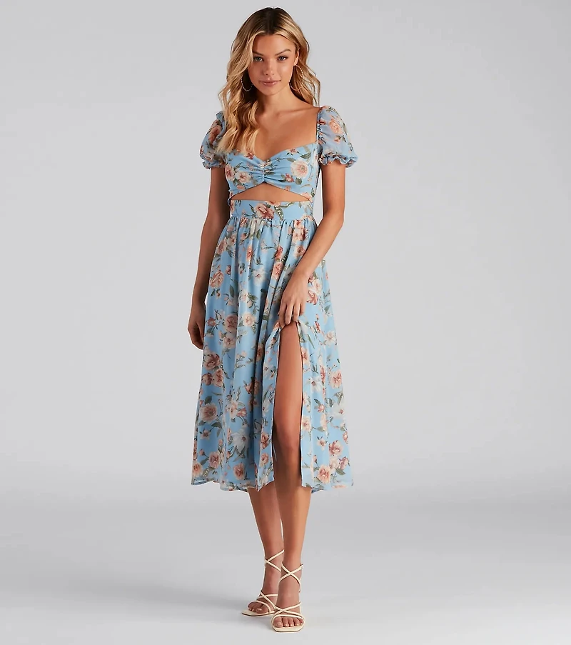 Life's A Breeze Floral Cutout Midi Dress
