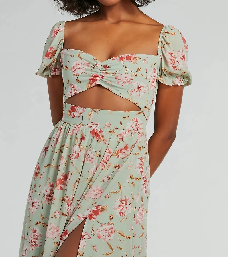 Life's A Breeze Floral Cutout Midi Dress