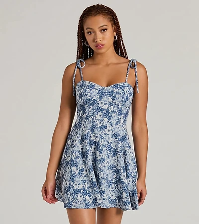 Graceful Presence Sweetheart Floral Skater Dress