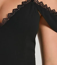 Flow My Way Chiffon Lace Trim Skater Dress