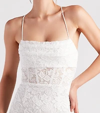 Chic Devotion Lace Cowl Neck Mini Dress