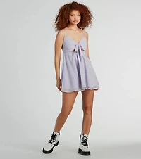 Fall For You Swiss Dot Chiffon Babydoll Dress