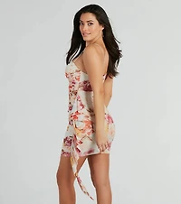 Pretty Bloom Floral Ruffled Mesh Mini Dress