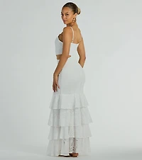 Free Flowing Cutie V-Neck Ruffle Eyelet Maxi Dress