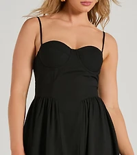 Blissful Afternoons Corset A-Line Midi Dress