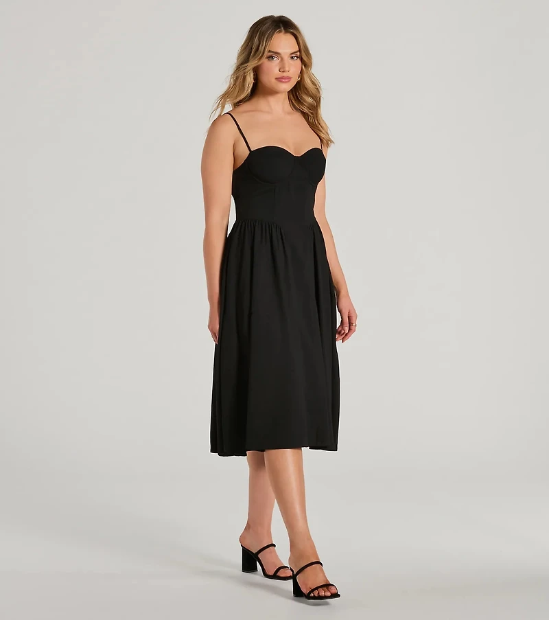 Blissful Afternoons Corset A-Line Midi Dress