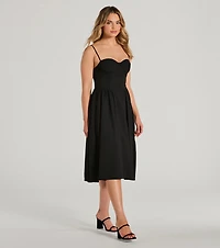 Blissful Afternoons Corset A-Line Midi Dress