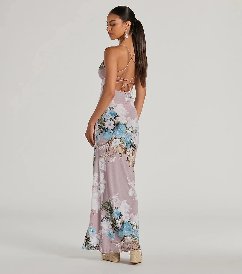 Blooming Floral Knit Maxi Dress
