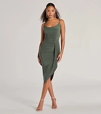 Thriving Poise Lace-Up Side Slit Midi Dress