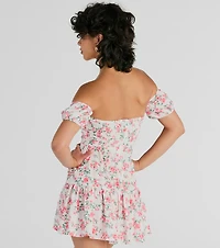 Profound Bloom Off-The-Shoulder Floral Skater Dress