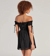 Radiating Luxe Flocked Velvet Skater Dress