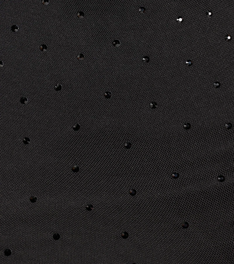 Trendy-Glam Rhinestone Mesh Drop Waist Mini Dress