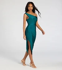 Iconic Silhouette Off-Shoulder High Slit Midi Dress