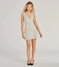 Spotted You V-Neck Polka Dot A-Line Mini Dress